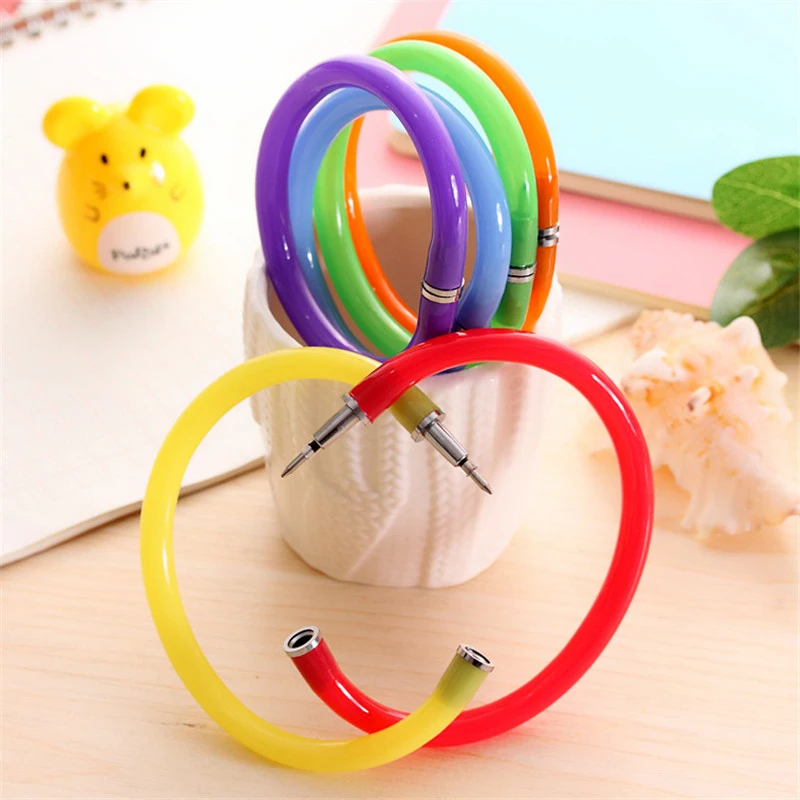 Sovawin Beautiful Bracelet Ballpoint Pens Ball Point Blue ink Flexible Cute Soft Plastic Arbitrarily Bent School & office | Канцтовары
