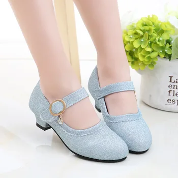 

Children Princess Leather Shoes Girls Rhinestone Butterfly Knot High Heels Dress Party Shoes Girls Dance Shoes EUR 26-36