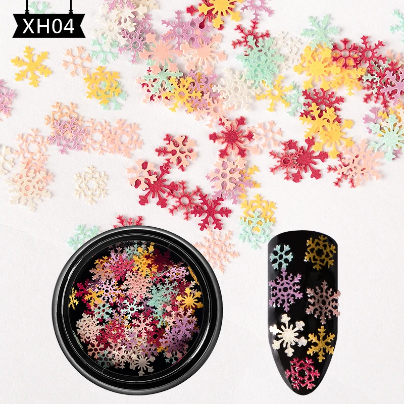 1 Bottle 3D Gold Hollow Christmas Pillette Nail Art Decorations Snowflake Star Mixed Design Glitter Nail Charms Manicure - Цвет: AAW1639