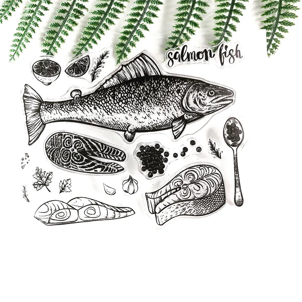 11*16 Samon Fish прозрачные силиконовые штампы печать для DIY скрапбукинга фотоальбом декоративный прозрачный штамп лист