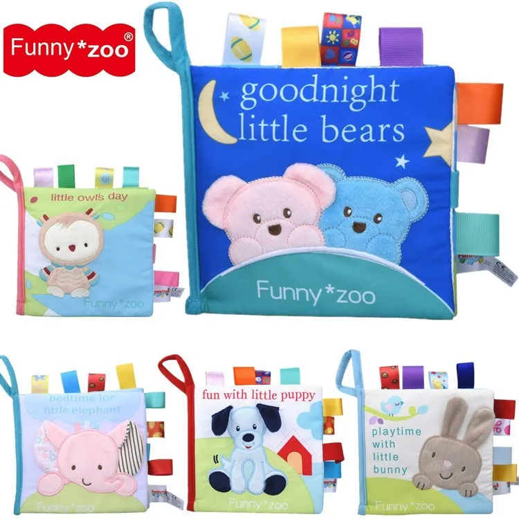 Funnyzoo животные трехмерная тканевая Книга раннее образование ClothBook тег погремушки
