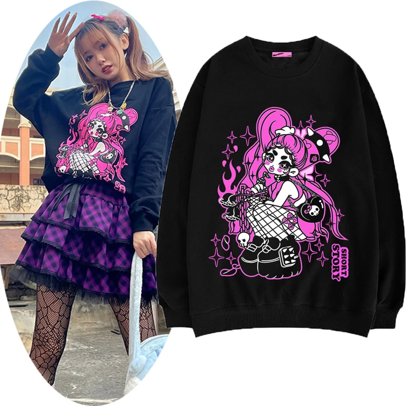 

Harajuku Young girls style Anime 02 Zero two Tops Sweater Second element Outfit Anime Cosplay Costumes Loose sweater suits NEW