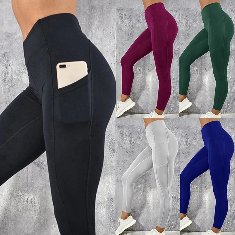 

elastic Stretch Running Sports Leggings women high running yoga Pants High Waist Female Fitness Trousers Push Up tights