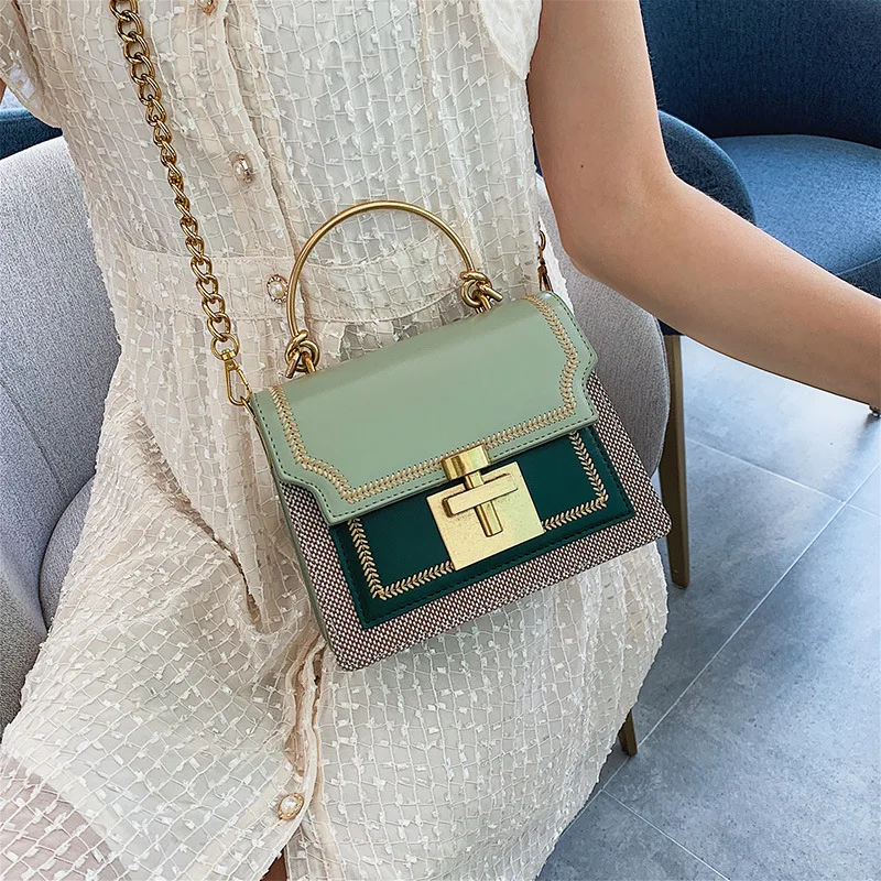 

2019 new wheat panicle sewing stereoscopic small square bag semicircular handbag single shoulder oblique span woman bag