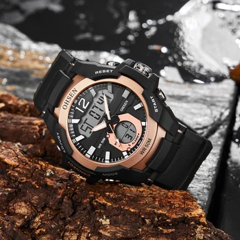 

Digital electronic men sport wristwatch relojes fashion military Gold Quartz watch silicone bracelet clocks relogio masculino