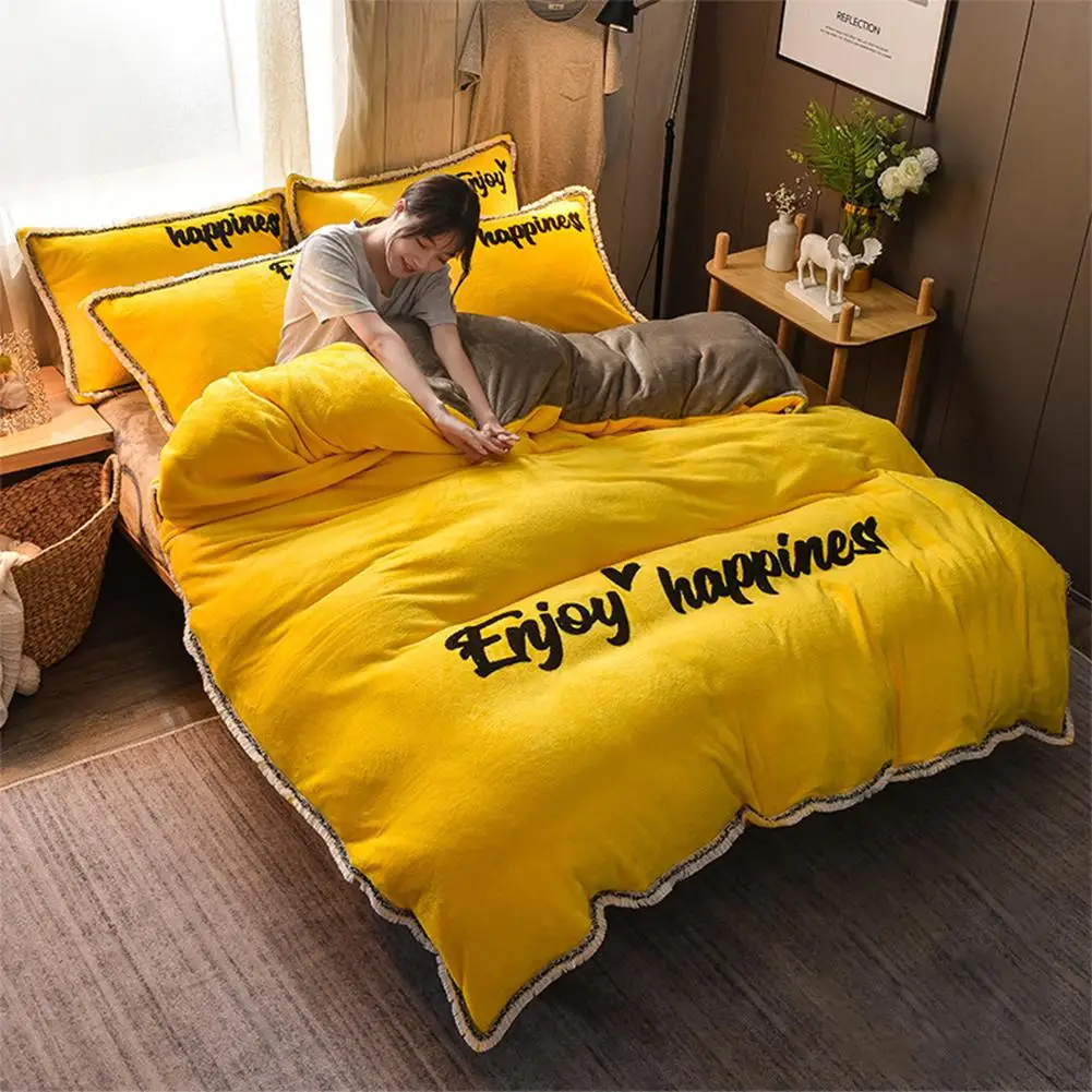 

4pcs Bedding Set Polyester Duvet Cover Bed Linen Pillowcases Polyester Home Textile Quilt Cover Bed Sheet