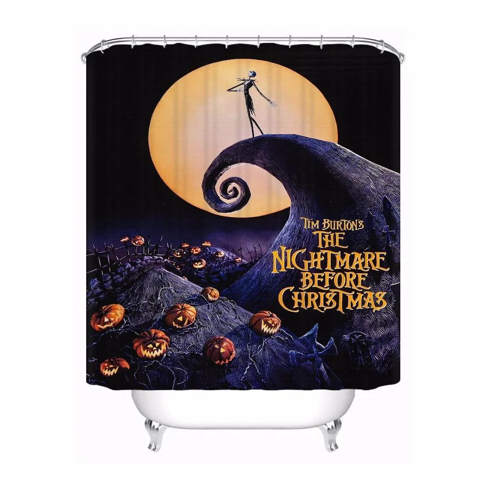 Custom Waterproof Shower Curtain Nightmare Before Christmas Printed Bathroom Decor Various Sizes #180320-02-247 | Дом и сад