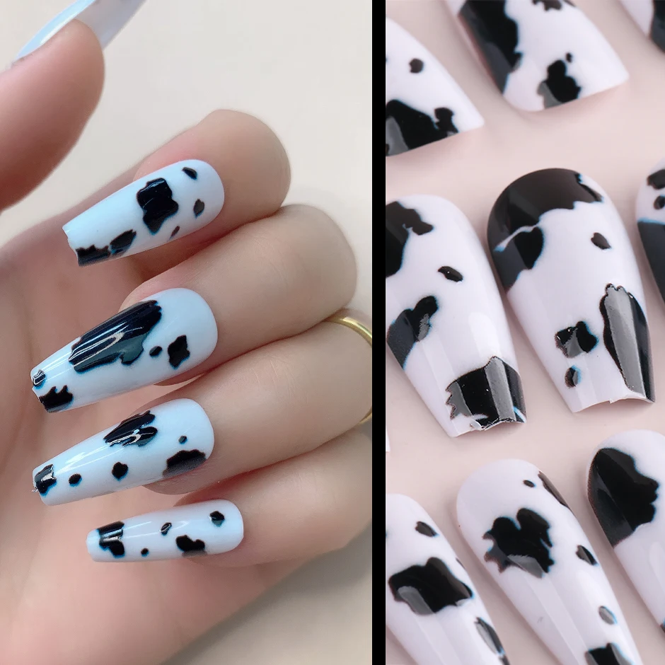 Cow Print Nails Design Idea - SoSo Nail Art | Cow nails, Hair and nails,  Short acrylic nails designs