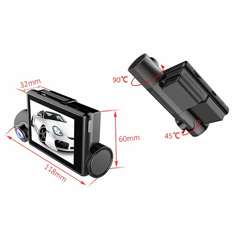 New Ls02 3 Inch Dual Lens Touch-Screen Dual Integrated 1080P+1080P Wifi GPS Driving Recorder