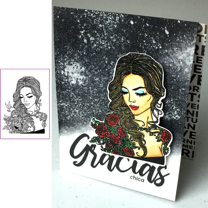 

Girl Clear Stamps for Scrapbooking Card Making Silicone Craft Stamps Transparent New 2019