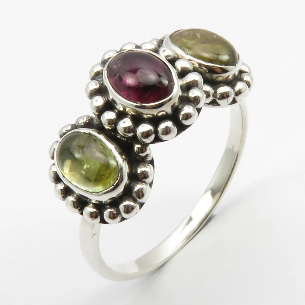 

Handmade Jewelry Solid Silver Tourmaline Ring Size 10