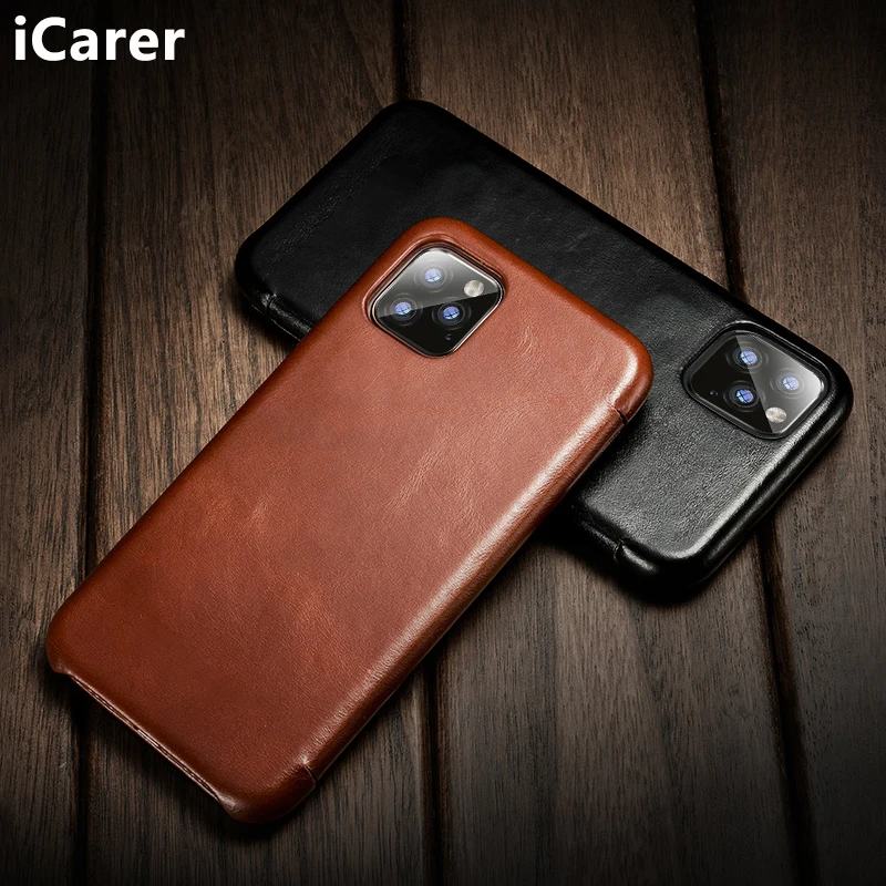 Чехол iCarer для iPhone 11 Pro Max роскошный Винтажный чехол из натуральной кожи жесткий