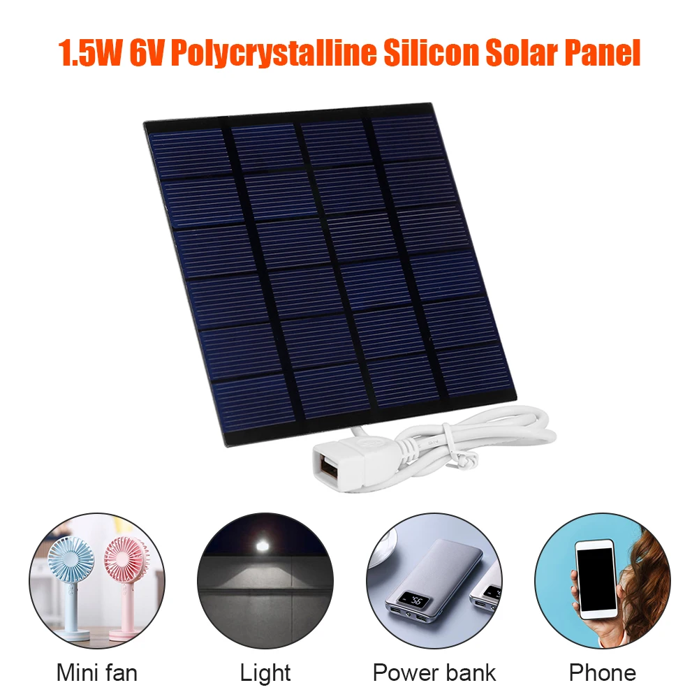 Outdoor Travel USB Polysilicon DIY Solar Panel for Light Mobile Phone Battery Solar Cells Car Yacht Battery Charger