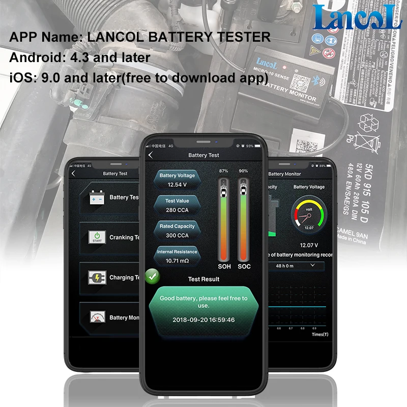Lancol M-10 Bluetooth 4.0 12V Car Battery Monitor Tester Diagnostic Tool For Android IOS Digital Analyzer Battery Health