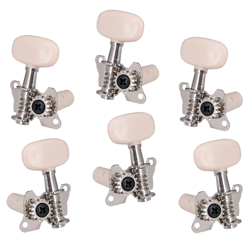6 Pieces Silver Acoustic Guitar Machine Heads Knobs Guitar String Tuning Peg Tuner (3 for Left + 3 for Right)
