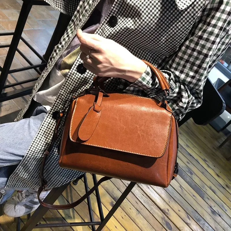 

Leather Bag Women's 2019 New Fashion One-Shoulder Slant Bag Ladies Simple Handbag In Bag