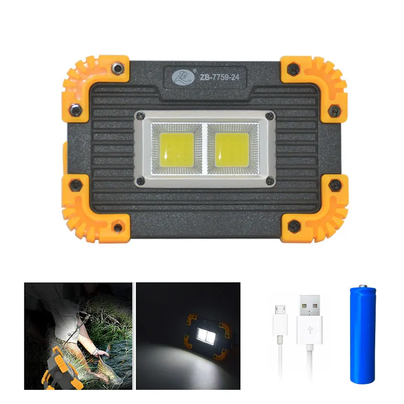 outdoor spot lights led LED Flood Light 10W Worklight Projector Reflector LED COB Work Light Spotlight Outdoor Camping Emergency Light+18650+USB Cable garden flood lights Floodlights