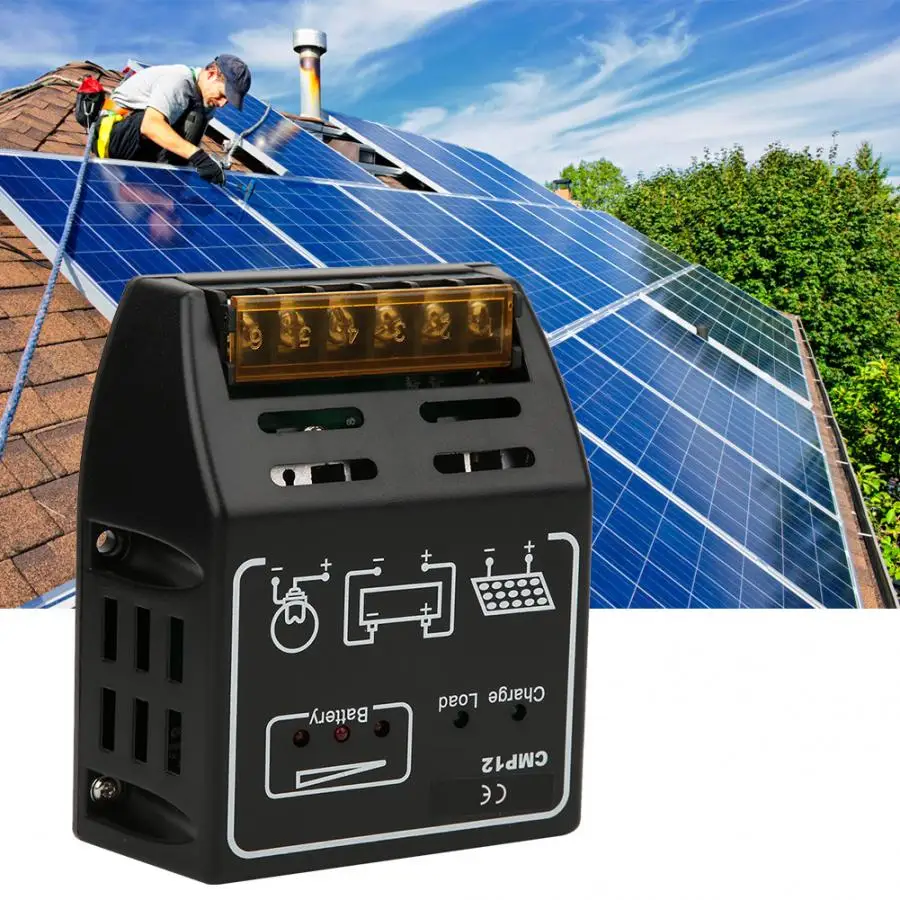 CMP12 20A 12 V/24 V Солнечный контроллер заряда черного цвета с защита от перезарядки/Защита от избыточной разрядки