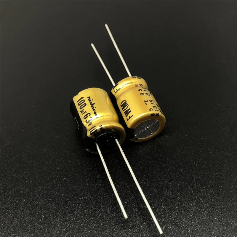 5 шт./50 шт. 100 мкФ 63 в NICHICON FW серия 10x12 мм 63V100uF HiFi аудио конденсатор|Конденсаторы| |