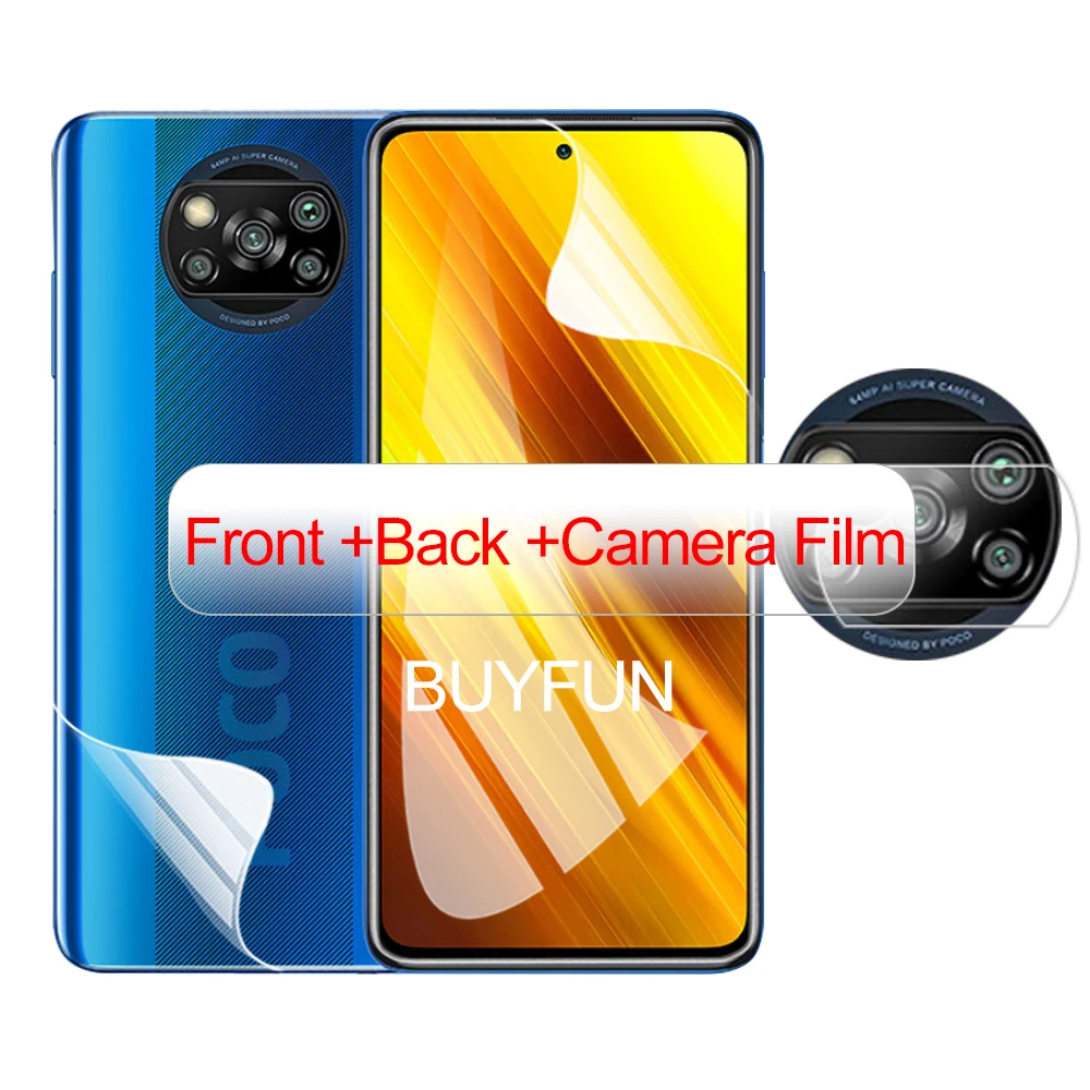 phone screen cover 1-3pcs poco x3 soft Hydrogel Film For xiaomi poco x3 Pro NFC pocophone x3 m3 pro f3 front back camera lens film screen protector phone glass protector Screen Protectors