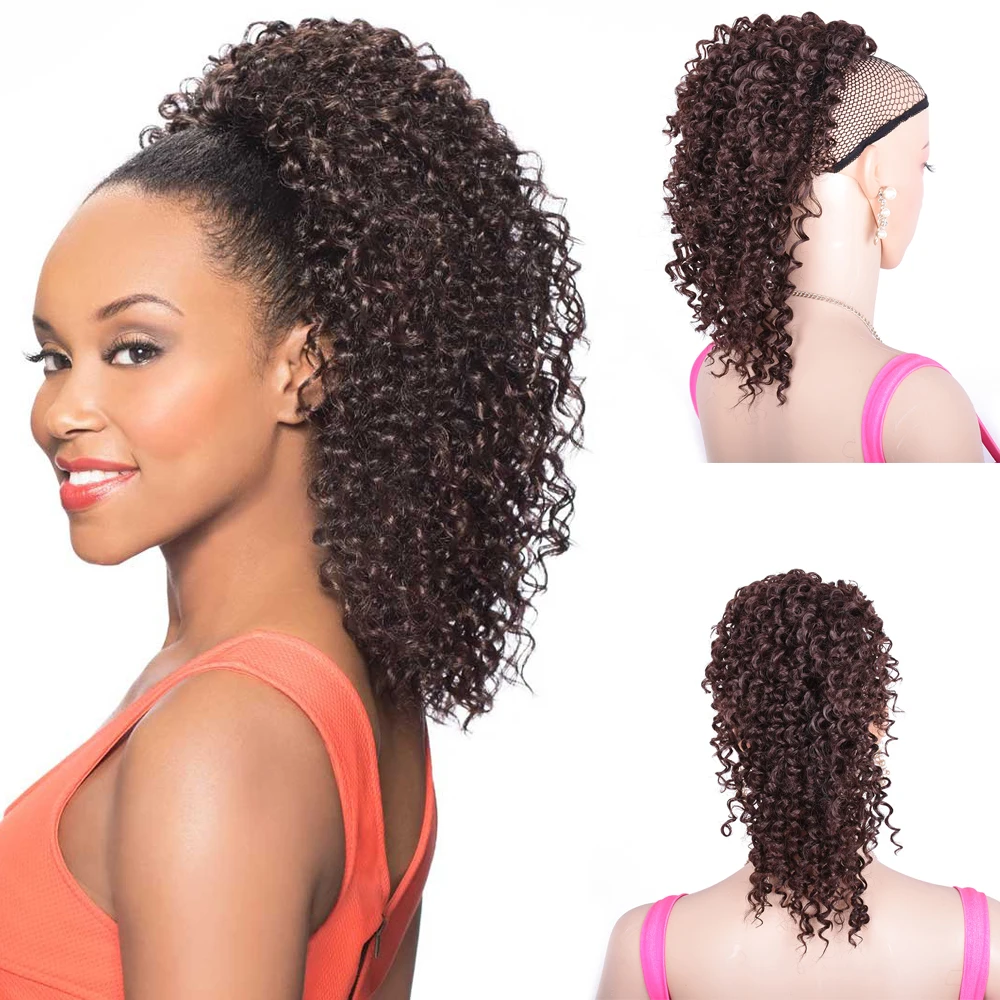 

10inch Short Drawstring Ponytail Wig Puff Afro Kinky Curly Hairpiece Synthetic Clip in Pony Tail African American Hair Extension