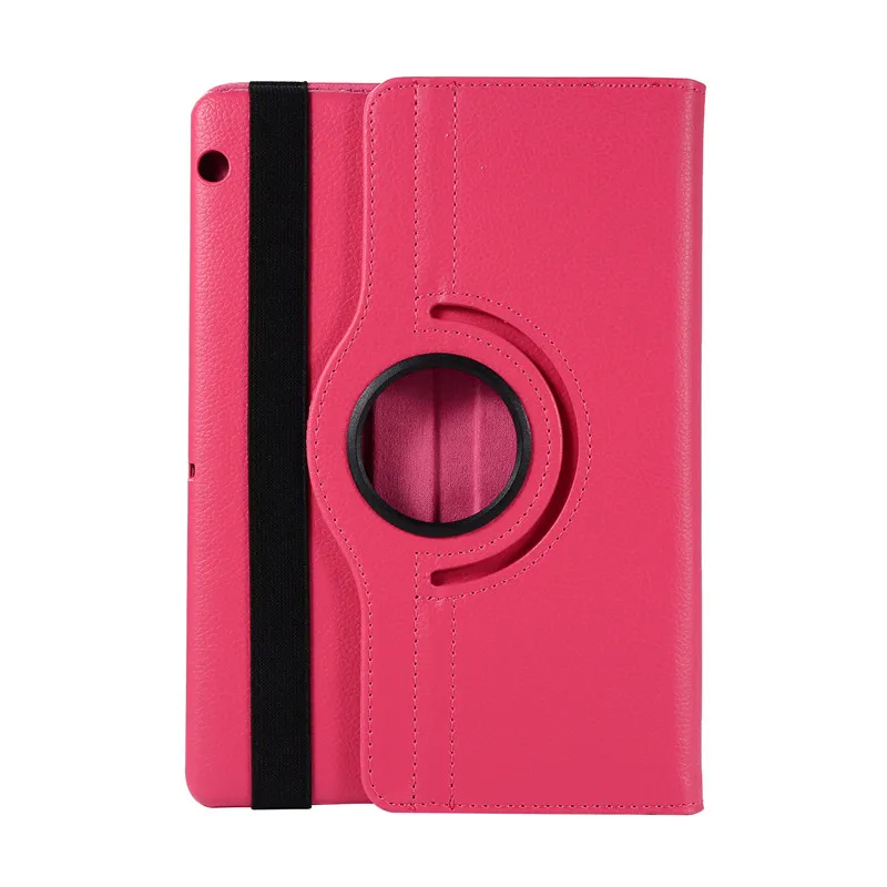 MediaPad T5 360 Вращающийся Кожаный флип-чехол с подставкой для Huawei MediaPad T5 10 AGS2-W09/L09/L03/10,1 дюймов чехол для планшета+ пленка+ ручка - Цвет: rose red