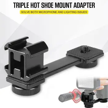

3 in 1 Triple Hot Shoe Mount Adapter Microphone Extension Bar For Zhiyun Smooth 4 Bracket For DJI Osmo Pocket Gimbal Accessories