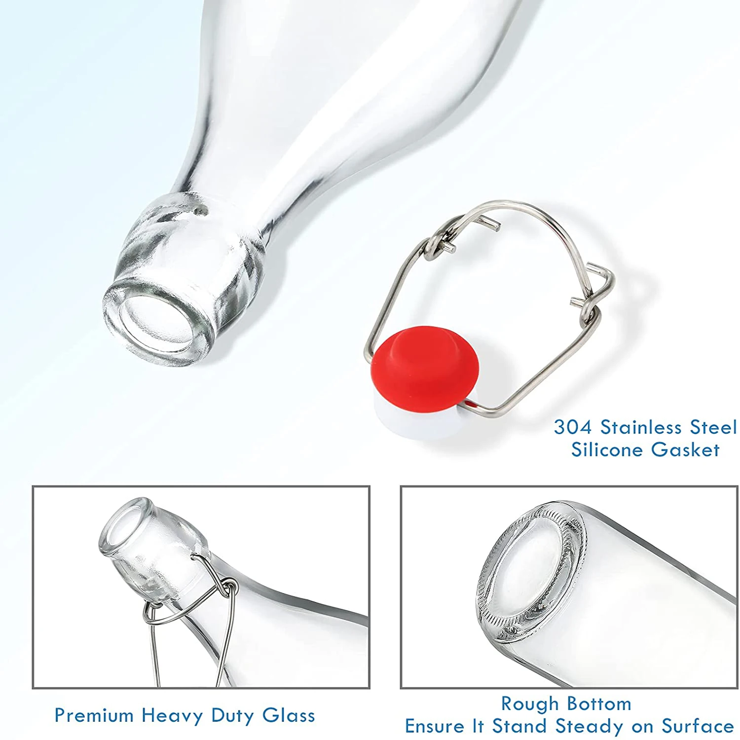Glass Swing Top Beer Bottles with Flip-top Lid for Carbonated Drinks