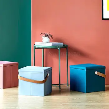 

Multifunctional Children's Stool Fabric Household Shoe Stool Storage Stool Toy Foot Small Sofa Stool Cartoon Folding