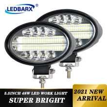 

LEDBARX 2pcs Truck LED Work Light 12V 24V 5.5" Inch 144W Flood Spot Combo Lamp for Tractor Jeep ATV Boat Off Road Led Oval Light