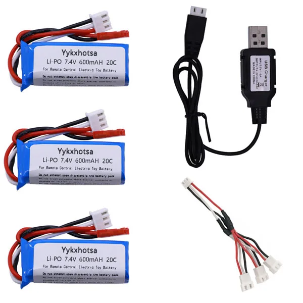 3B USB C 7,4 V 600mAh 20C Lipo батарея с USB зарядным устройством для WLtoys K969 K979 K989 K999 P929 P939 RC автомобильные запчасти 2s 7,4 v батарея 601844 - Цвет: 3B USB C