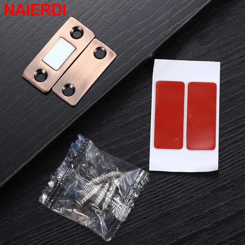 Magnetic Cabinet Catches Door Closer Door Stops 2pcs/Set Magnet Door Stops Hidden Magnetic Cabinet Catches Screw For Closet Cupboard Furniture Hardware