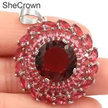 41x31 мм Роскошная Розовая Малина родолит гранат дамы подарок серебряный кулон