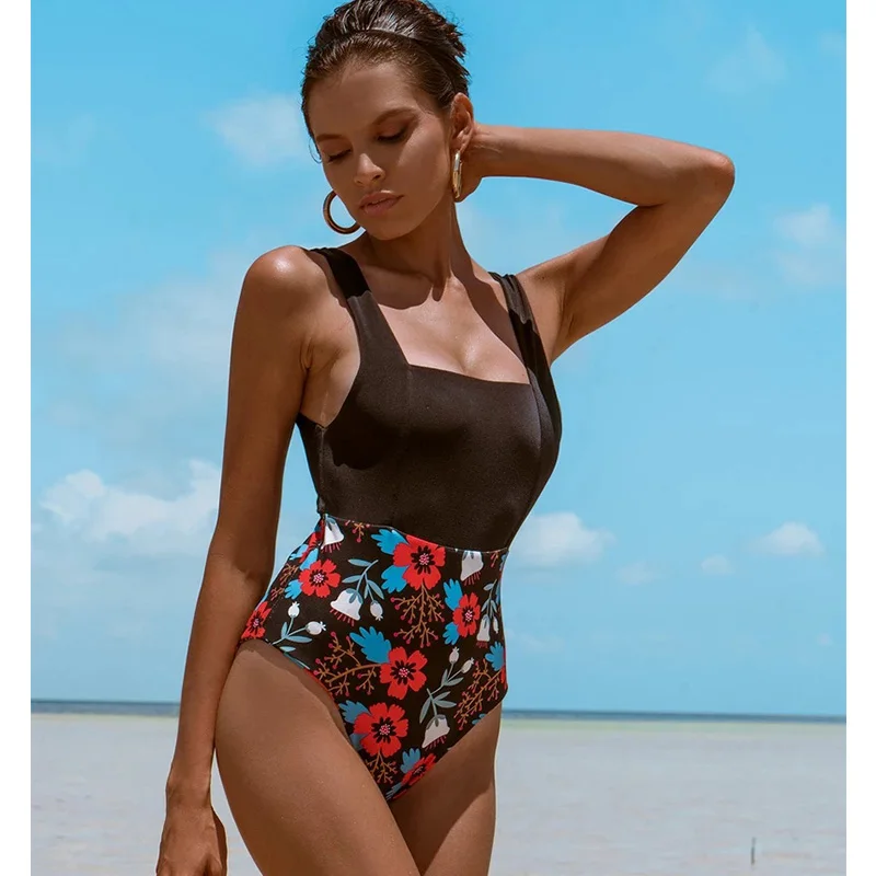 Newest One Piece Swimsuit Women Push Up Bathing Suits Vintage Retro Summer Beach Wear Swim Suit Backless Swimwear - Цвет: KH19439D1