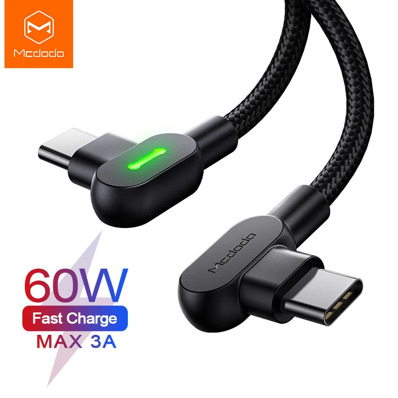 Кабель Mcdodo USB Type-C для передачи данных 3A 60 Вт PD Xiaomi Samsung Huawei Macbook Pro ноутбука телефона