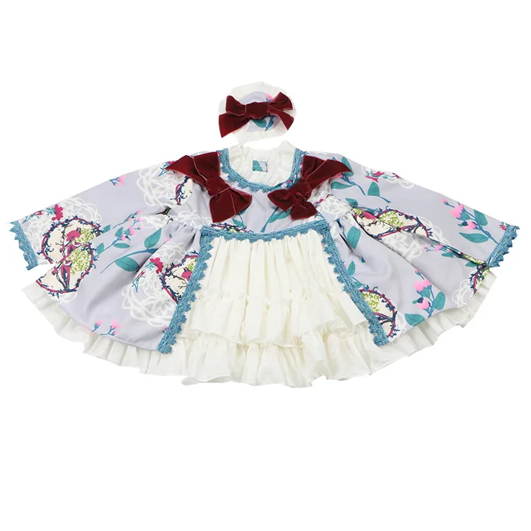 Г. Осенняя детская хлопковая одежда испанское качественное свадебное платье для девочек на День Благодарения зимняя одежда для маленьких девочек - Цвет: Бежевый