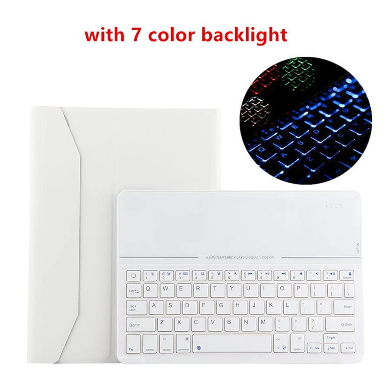 White with Backlight Роскошный чехол для ipad 9,7 Air 1 2 Pro 9,7 дюймов стеклянная зеркальная клавиатура чехол для ipad 5 6 Bluetooth клавиатура кожаный чехол - Цвет: White with Backlight