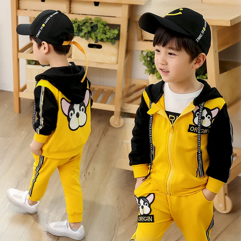 

CHILDREN'S Suit 2019 Autumn New Style Childrenswear Korean-style BOY'S Cartoon Puppy Three-piece Set 0-5-Year-Old CHILDREN'S Gar
