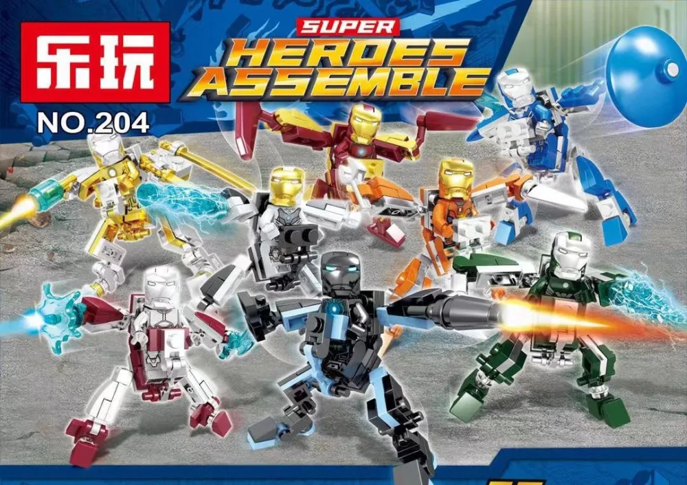 

8Pcs Marvel Avengers 4 DC Super Heroes Iron Man Model Set Building Blocks Toys For Children