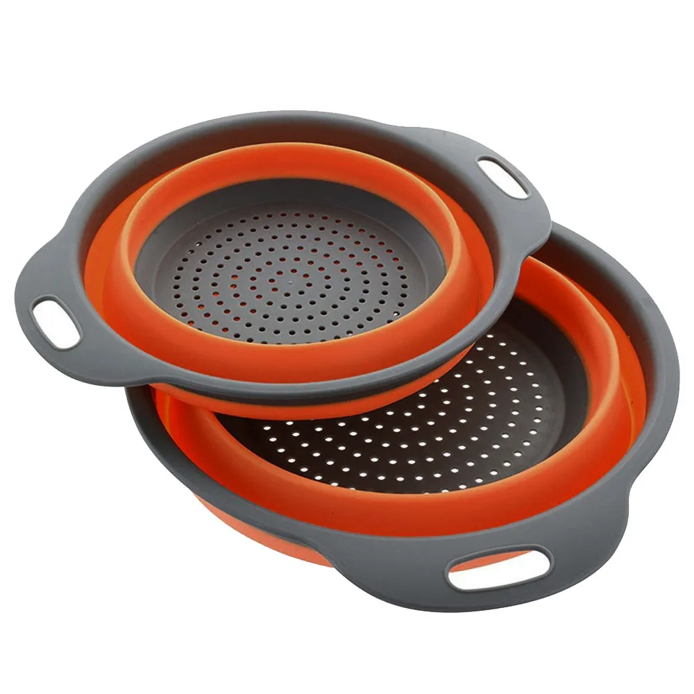 

Foldable Silicone Colander Fruit Vegetable Washing Basket Strainer Strainer Collapsible Drainer With Handle Kitchen Tools #30