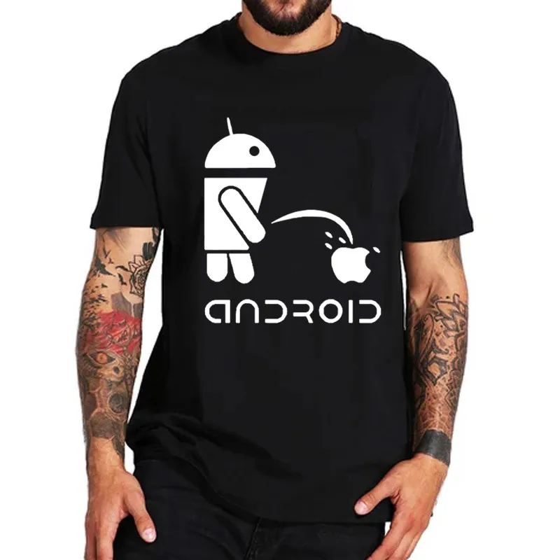 

2019 android personality Male T Shirts Men Android Pees Apple Humor Logo Printed Funny T-Shirts Short Sleeve Android Tee Shirt