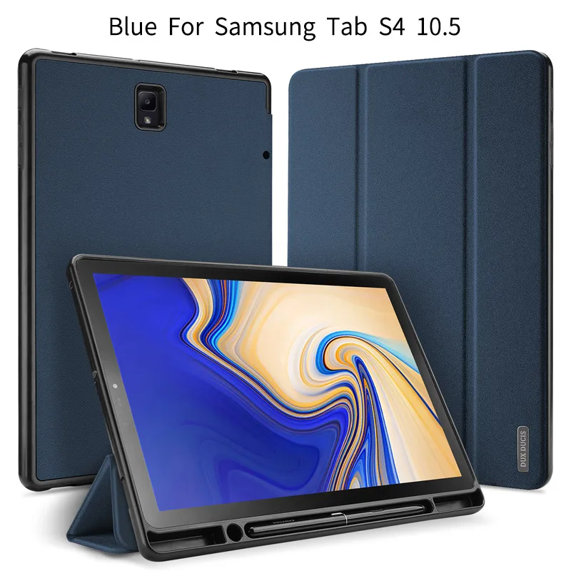 Blue-For Tab S4 Флип-чехол для samsung TAB S4 10,5 SM-T830 SM-T835 S6 S5E 10,5 SPen держатель слот защитная Подставка Авто спящий чехол планшет сумка - Цвет: Blue-For Tab S4