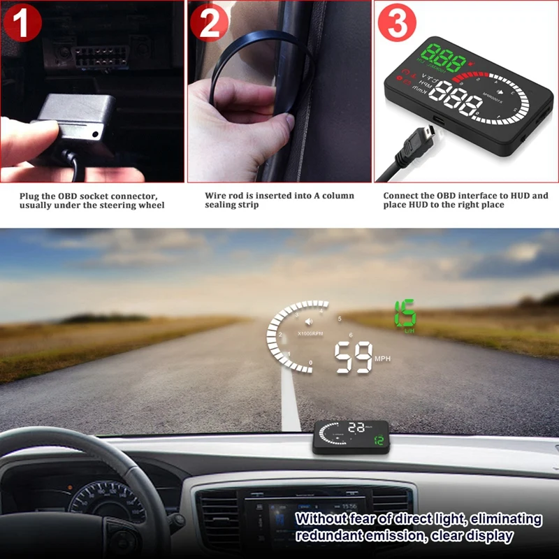 X6 Автомобильный Hud Gps дисплей Hd 5,5 дюймов спидометры превышение Предупреждение приборной панели лобовое стекло проектор