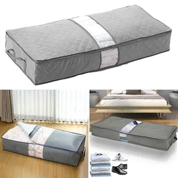

Non-Woven Bamboo Charcoal Grey Under-Bed Storage Case Quilt Storage Bag Large Clothes Finishing Bag Moving Bag Duffel bag