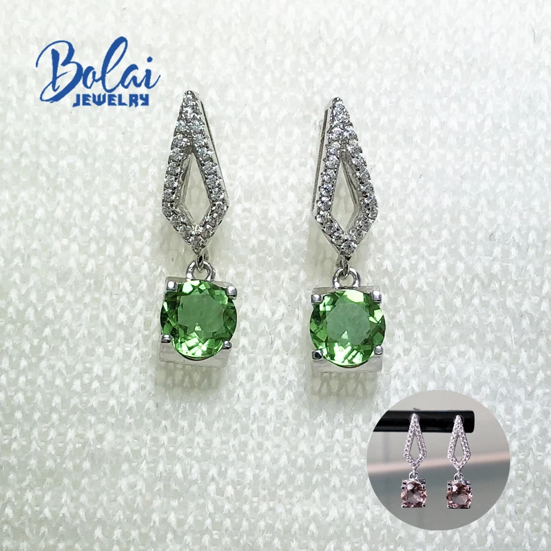 Bolaijewelry, zultanite серьги цвет изменить драгоценный камень с 925 стерлингового серебра простые дизайнерские серьги-гвоздики ювелирные украшения для девочек - Цвет камня: diaspore earrings