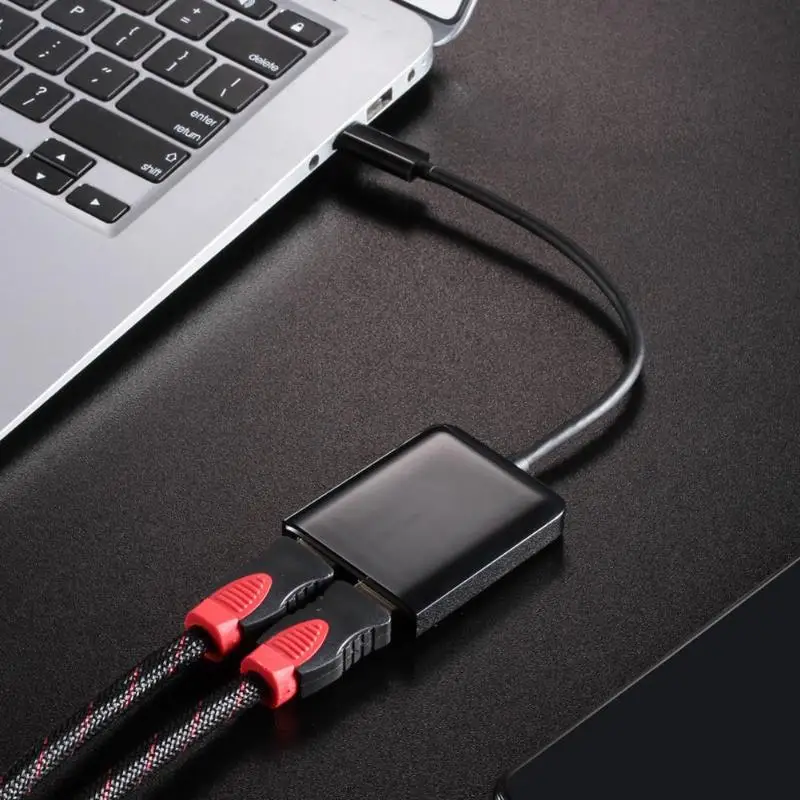 Тип C HDMI конвертер аудио-видео синхронная передача Разветвитель USB C на двойной HDMI адаптер 4K видео дисплей док-станция
