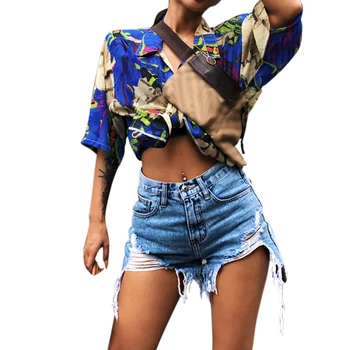 

Summer Denim Shorts Women High Waists fur-lined leg-openings Casual Ripped Jeans Shorts Bottom Slim Sexy Shorts Jeans Femme Q30