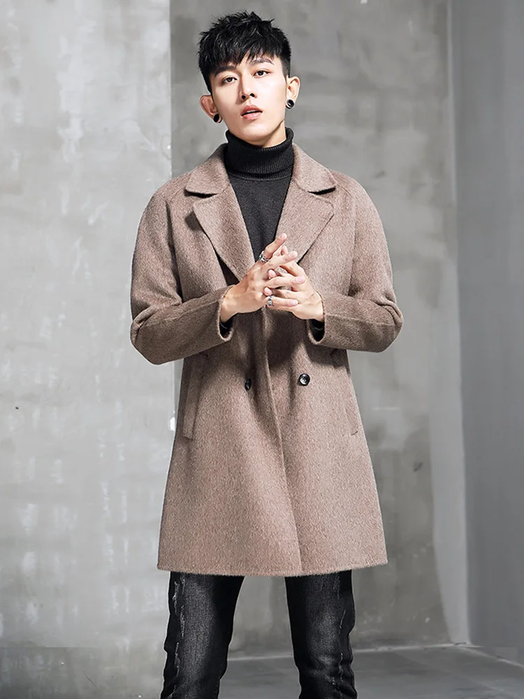 

Spring Autumn Wool Coat Men Double Breasted Alpaca Long Jacket Mens Overcoat Plus Size Abrigo Hombre 1975B KJ3858