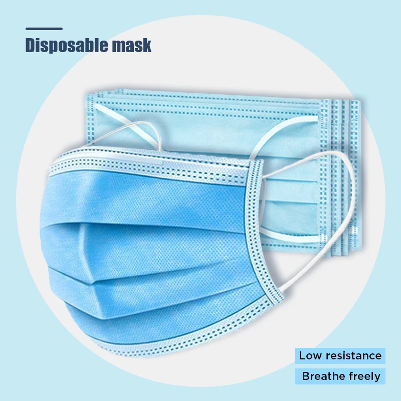 

40pcs Anti Dust Masks 3-Ply One Time Mask Earloop Protection Disposable Mouth Soft Breathable Face Mask