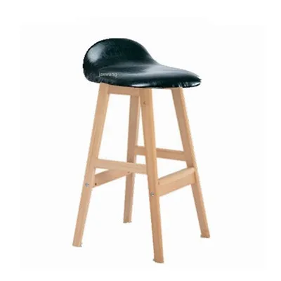 Барный стул длинные ноги барный стул скандинавский высокий стул кафе обеденный стул креативный твердый деревянный барный стул современные минималистичные стулья - Color: Green oil wax 70CM